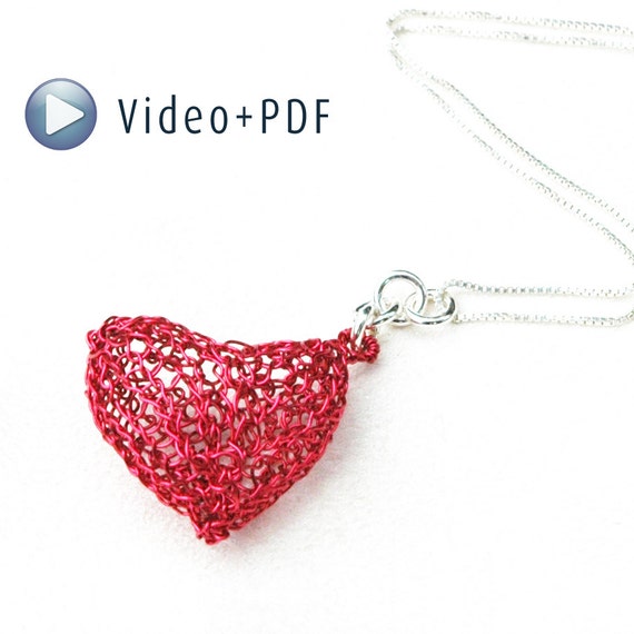 crochet heart wire pattern pattern Heart DIY heart crochet and pdf Video tutorial heart , , wire