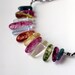 New - Stone Necklace, Rainbow, Green, Blue, Pink, Orange and Yellow Agate, Semi Precious, Bib Necklace, Handmade Jewelry, Unique OOAK