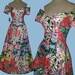 Vintage 80s Floral Garden Party Dress Designer NOS S