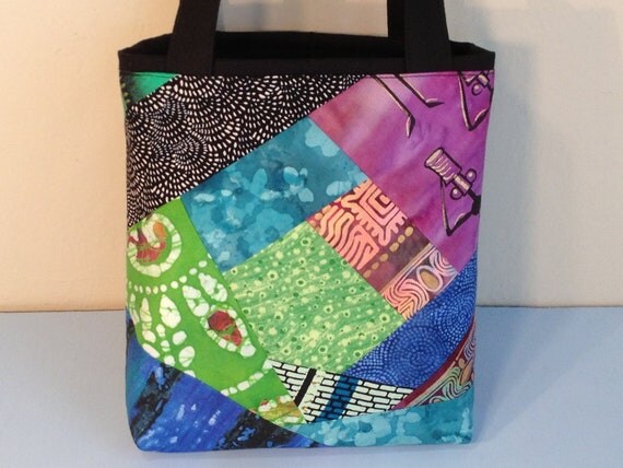 African Crazy Quilt Tote, African Fabric Patchwork Bag, Gift Tote Bag ...