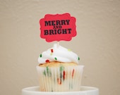 SALE! - Christmas Cupcake Toppers - Merry & Bright Il_170x135