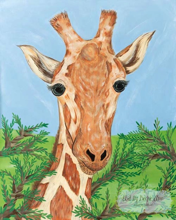 Items similar to Giraffe African Savanna Safari Animals Kids Girls or ...