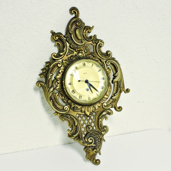 Vintage clock Westwood 8 day ornate cast iron by OldCottonwood