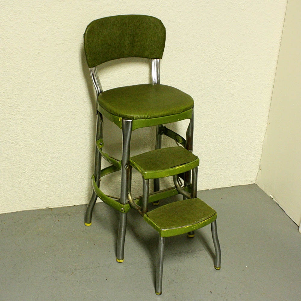 Black retro step stool chair