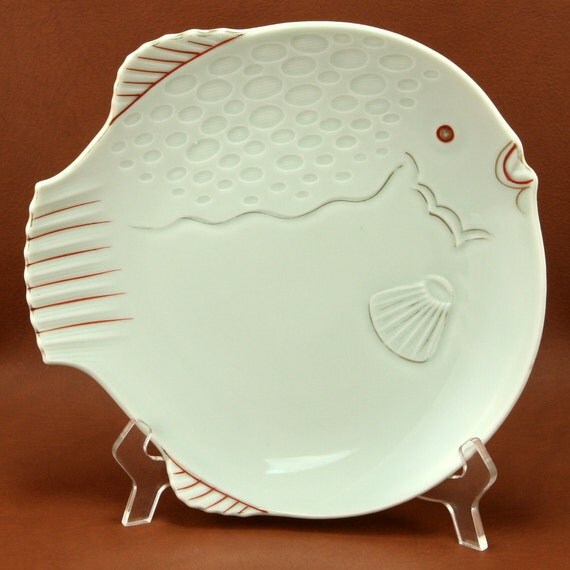 Funky Fish Plate Ceramic Serving Platter Vtg