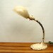 Vintage Industrial Goose neck Lamp Primitive Farmhouse chippy cream cast iron base 20s 30s Cream Wood