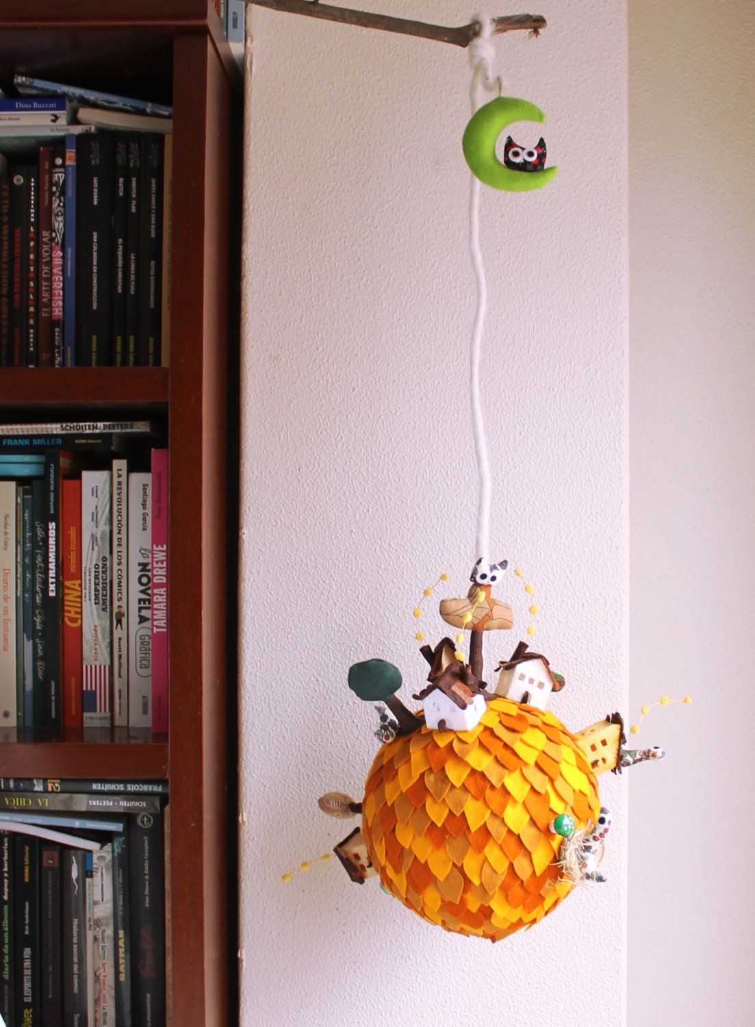 Yellow Planet. Mobile ornament. Children Room decor Made to