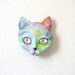 Neon Alien Cat Face Wall Sculpture Mask OOAK
