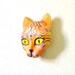 Geometric Striped Cat Face Sculpture Visionary Art