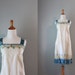 Vintage 60s Dress / 1960s White Linen Shift Dress / 60s Folklore Sundress