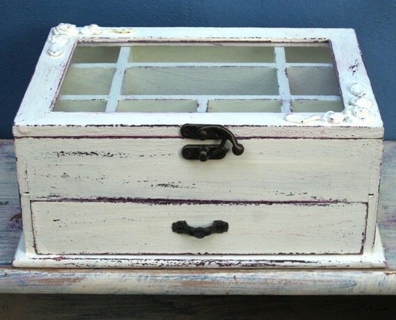 cream brown shabby chic wooden jewelry box cream brown shabby chic wooden jewelry box