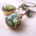 Green Opal earrings with vintage art glass