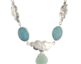 Clouds in the Sky Aventurine Necklace in Silver