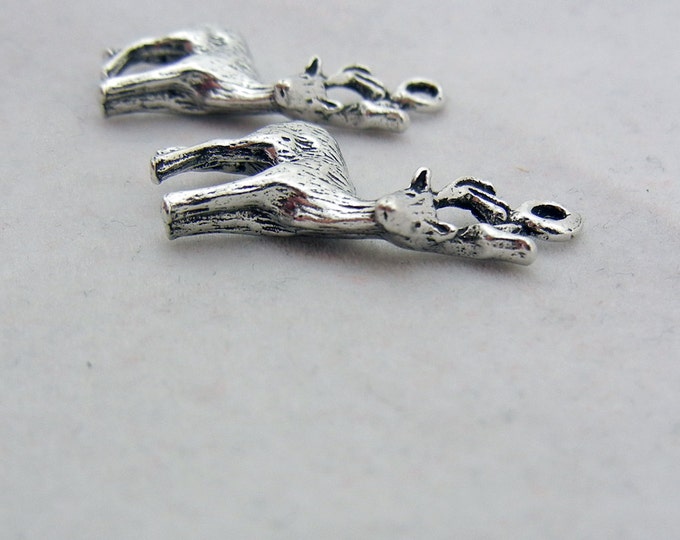 Set of 2 Pewter Deer Charms