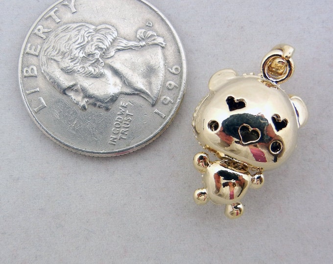 Gold-tone Dimensional Pig Pendant Rhinestone Encrusted