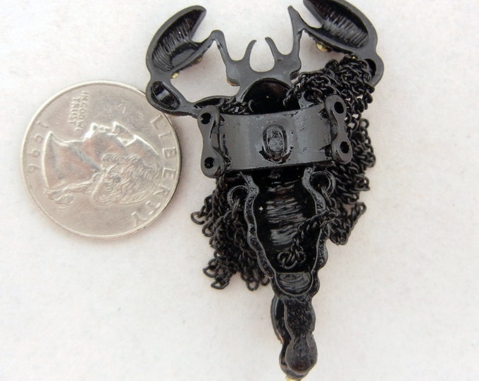 Black Epoxy Scorpion Slide Charm-Dimensional-Topaz Rhinestones