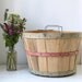 vintage 1960s bushel basket / farm fruit basket / red green / rustic primitive home decor / home and garden / storage / organization.