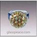 SALE - Blue Glass Sea Anemone Ring - Boro Lampwork Glass Ring Size 7 - Hand Blown Glass Jewelry (4066)