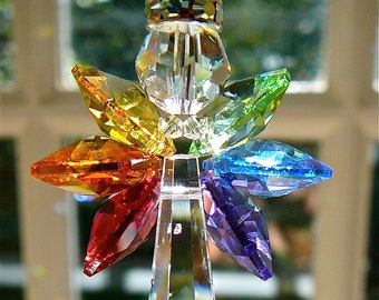 Rainbow Angel Swarovski Crystal Suncatcher, Rainbow Wings - For Home/Car, Guardian Angel - "HOPE", 3 Lengths, Heartstrings by Morgan
