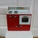RESERVED.....Metal Toy Stove Children Girl Red Retro Kitchen