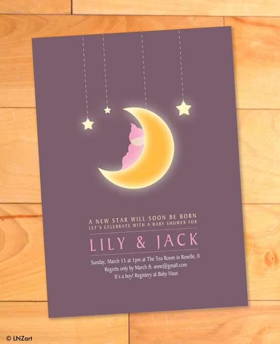 Moon And Stars Baby Shower Invitations 4