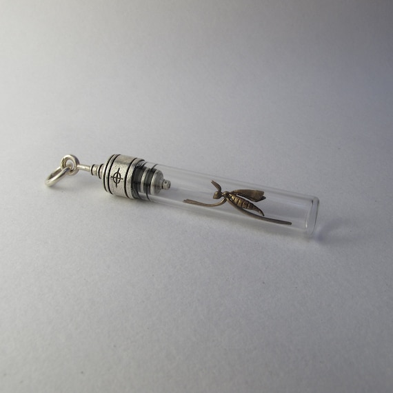 glass vial pendant Vial glass sterling silver and