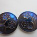 Vintage Buttons Czech pressed glass 2 cobalt blue floral matching iridescent (lot 2307)