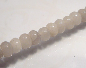 12 Beads...White Quartz Smooth Rondelle Gemstone Beads..6x4mm...BB