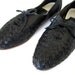 O N H O L Dvintage 1980s 1990s WOVEN black leather lace up OXFORD flats womens 9 10 hipster PREPPY gatsby chic