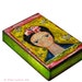 Frida y sus Trenzas - ACEO Giclee print mounted on Wood (2.5 x 3.5 inches) Folk Art by FLOR LARIOS