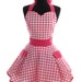 Womens Sweetheart Neckline "Pink Gingham" Apron - Sexy in Pink JESSIE Full Apron