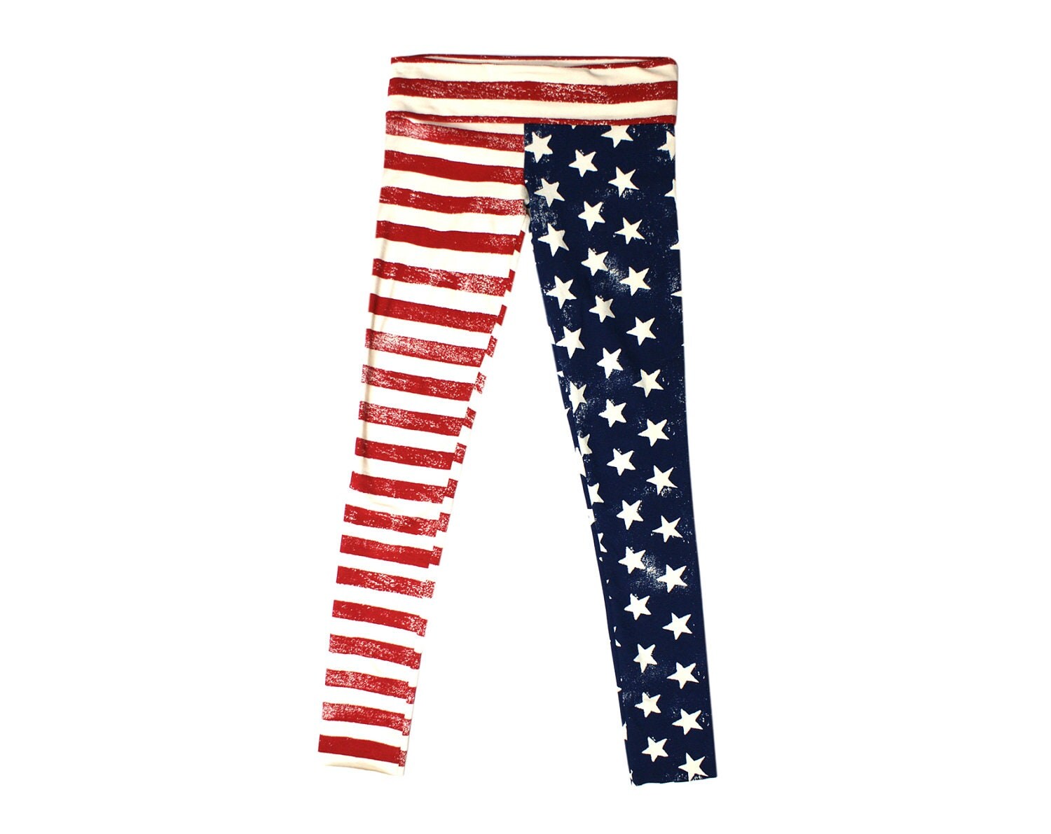 American Flag Leggings Foldover Yoga Pants sz M Cotton Lycra