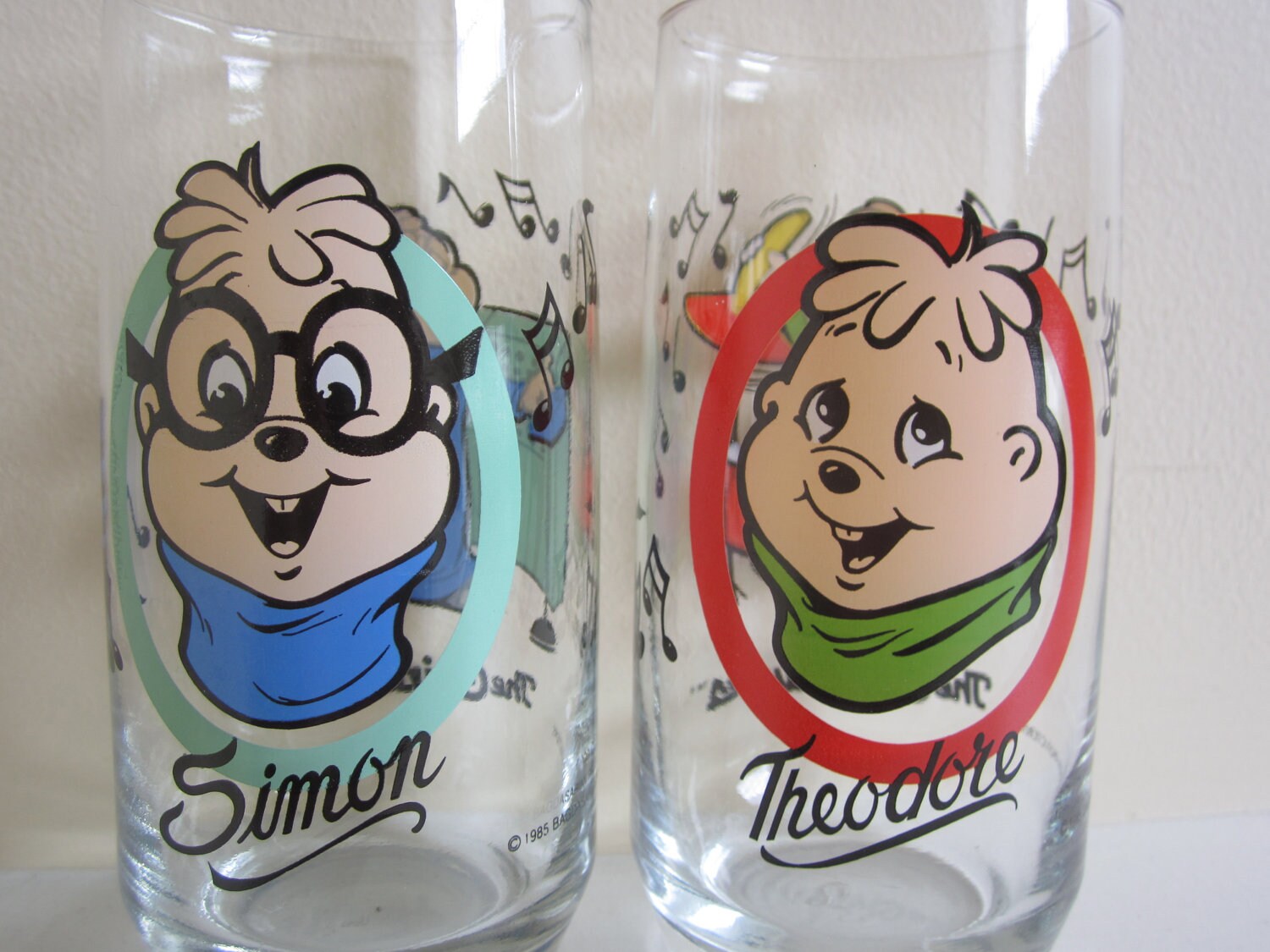 Set Of 2 Vintage Chipmunk Glasses 1985 Haute Juice