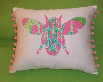 New custom Made To Order Honeybee pillow made with over 30 New, AUTHENTIC Lilly Pulitzer fabrics