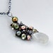 Moonstone Necklace, Pendant Necklace, Gray Moonstone, Wire Wrapped, Freshwater Pearls, Sage Green, Sage Pearls, Sterling Silver, PoleStar
