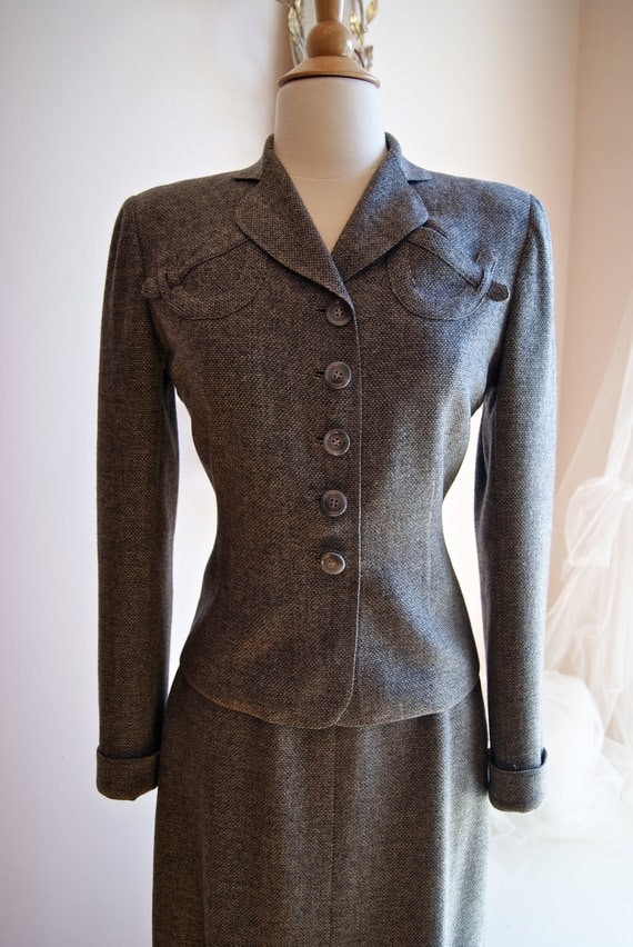 40s Womens Suit // Vintage Suit // Vintage 1940s Grey Suit by