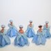 1950s 6 BLUE Vintage Bridal Cake decorations, cupcake decorations Ladies, brides maids, Mad men era.