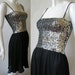 black and silver sequined strappy dress, early 1980's, small