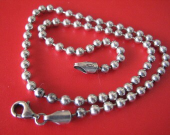 32 inch 5mm Ball Chain Necklace 925 Sterling Silver with Lobster Clasp, High Quality and Strong, 80 cm long chain