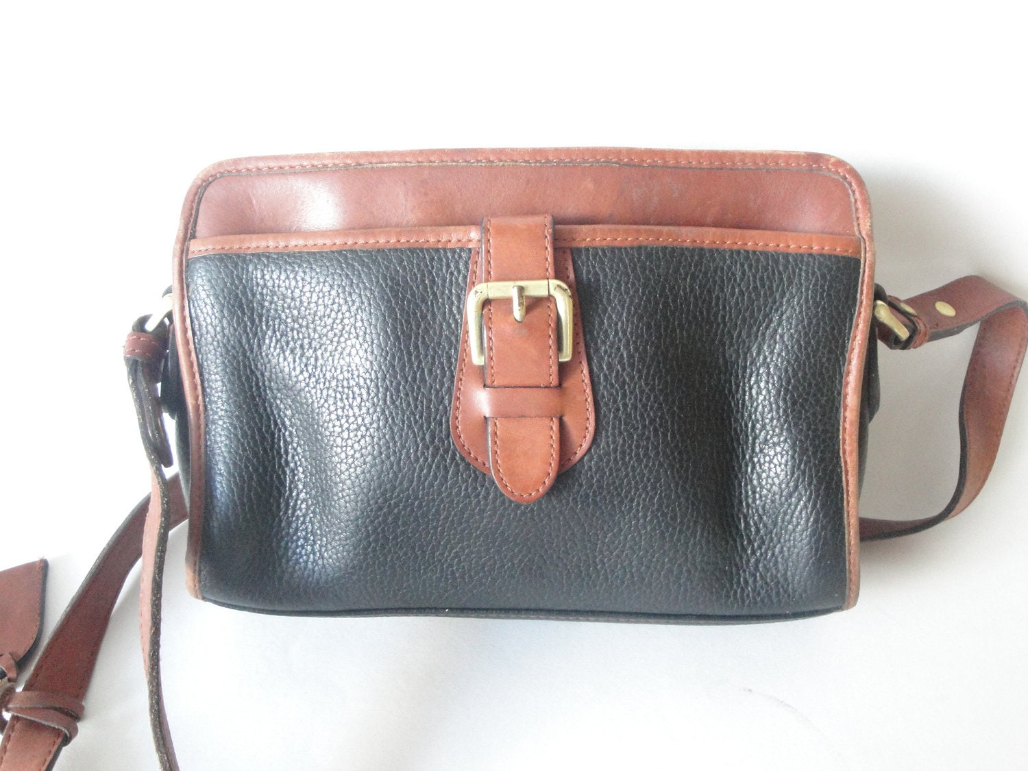 Vintage Liz Claiborne Handbag Leather Black Brown SALE