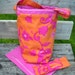 Knitting Project Bag Orange and Pink Cotton Canvas, Zipper Pouch, DPN Case, Lined Padded Drawstring, Pockets, Crochet Bag - Ships Free