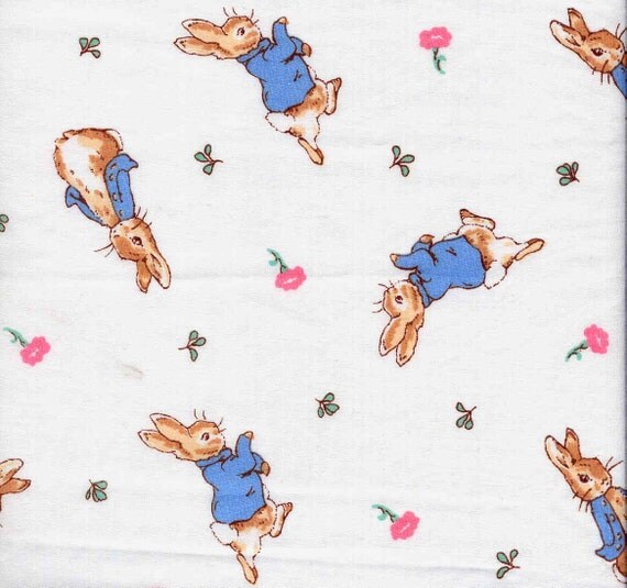 Beatrix Potter's Peter Rabbit Fabric White Cotton with