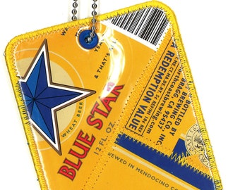Luggage Tag frm Repurposed North Coast Brewing Blue Star Wheat Beer Labels