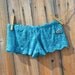 BRIDAL sexy boyshort panty turquoise Lingerie with bling - words I DO in rhinestones size Small - Ships in 24hrs