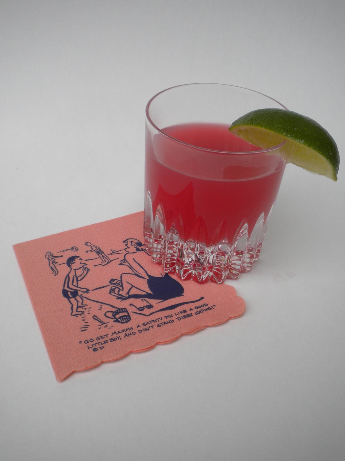 Vintage Illustrated Cocktail Napkins Dirty by thegatherednest