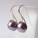 Shimmering Plum Pearl Earrings South Sea Pearl on Sterling Silver 925 - Simple Modern Design by CuteJewels