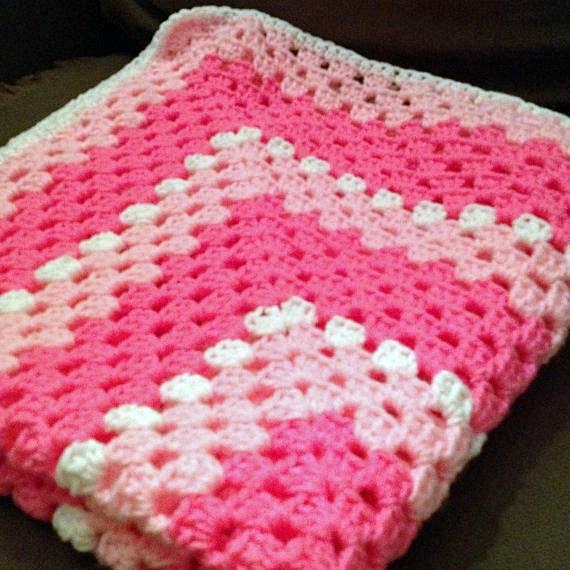 Items similar to Pretty N Pink Granny Square Baby Blanket on Etsy