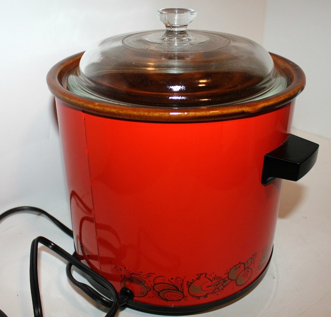 Vintage Rival  Crock  Pot  Slow Cooker Model 3100 3 5 Qt Glass