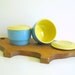 Hall China Refrigerator Dishes / Covered / Lidded Refrigerator Dish / Vintage / Retro / Turquoise / Yellow Art Deco