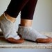 Wool Slipper Shoes, Leather Soles, Recycled, women size 9.5, Quiet, SALE